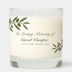 Watercolor Olive Branch Funeral Memorial Scented Candle