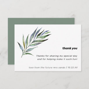 Watercolor Olive Branch Greenery Bridal Shower Thank You Card