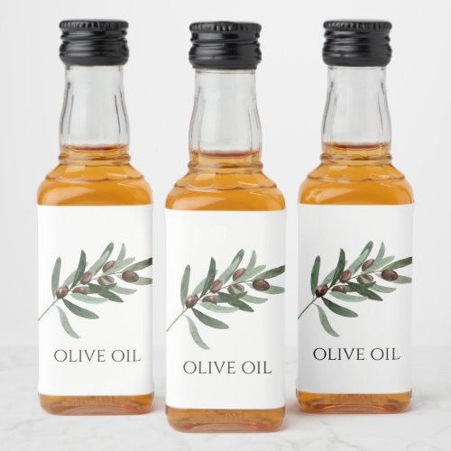 Watercolor Olive Branch Illustration Customizable  Liquor Bottle Label