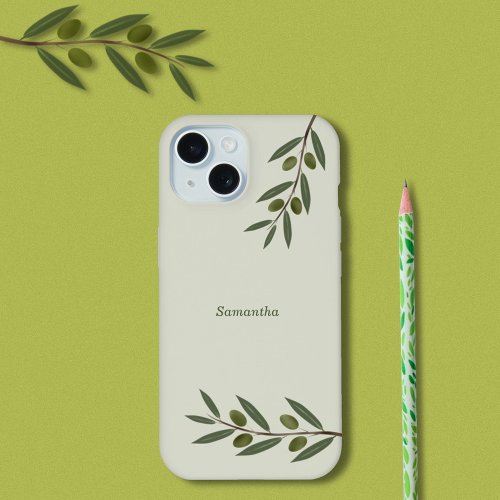 Watercolor Olive Branch iPhone 15 Case