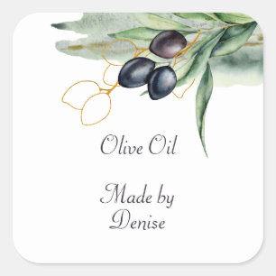 Watercolor Olive Branch Label
