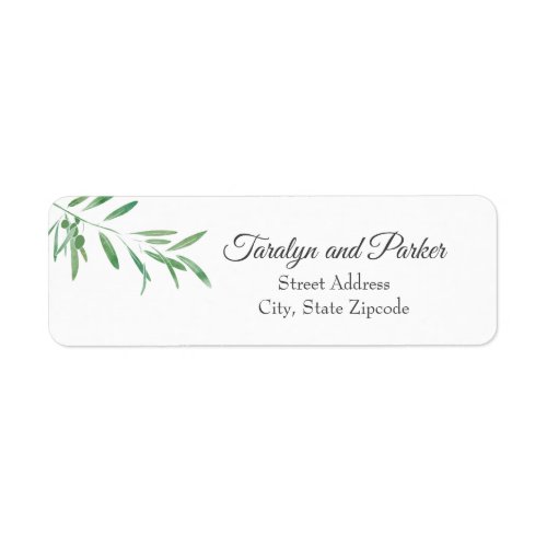 Watercolor Olive Branch Label