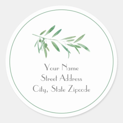 Watercolor Olive Branch  Labels