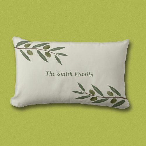 Watercolor Olive Branch Lumbar Pillow