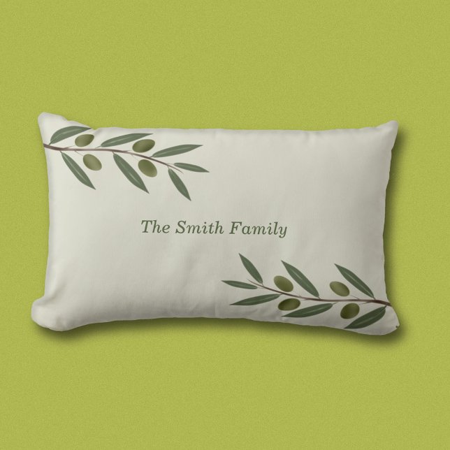 Watercolor Olive Branch Lumbar Pillow (Watercolor Olive Branch Pillow)