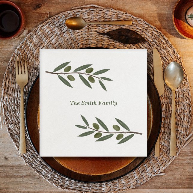 Watercolor Olive Branch Napkins (Watercolor Olive Branch Napkins)
