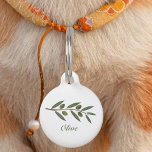 Watercolor Olive Branch Pet Tag<br><div class="desc">A pet tag with watercolor olive branches and customizable text above and back in green color! Get it for your new pet or to make a gift to a family who welcomes a new animal!</div>