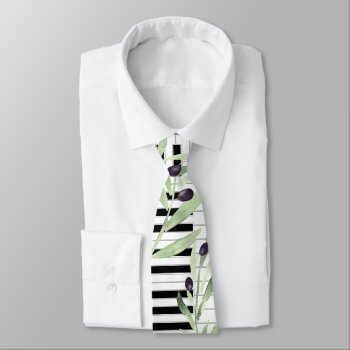 Watercolor Olive Branch Piano Neck Tie by musickitten at Zazzle