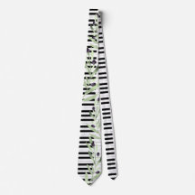 watercolor olive branch piano neck tie