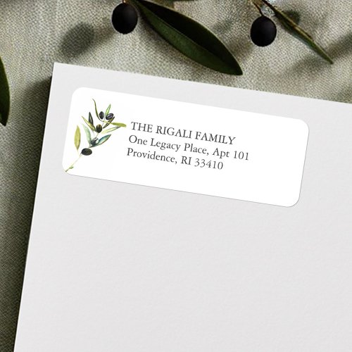 Watercolor Olive Branch Return Address Label