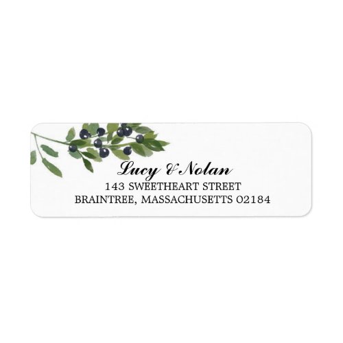 Watercolor Olive Branch  Return Address Label