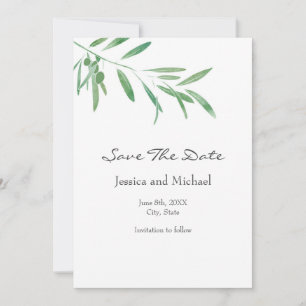 Watercolor Olive Branch Save The Date