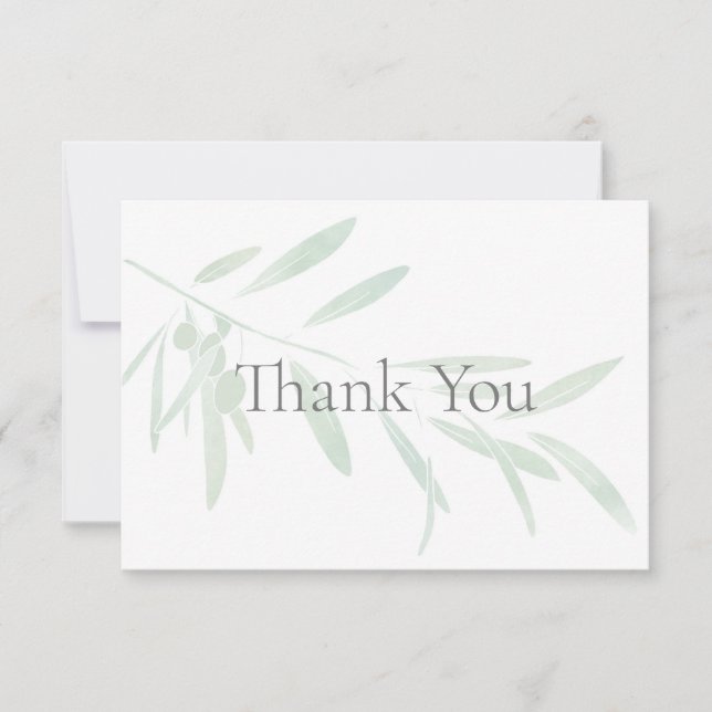 Watercolor Olive Branch Thank You Card (Front)