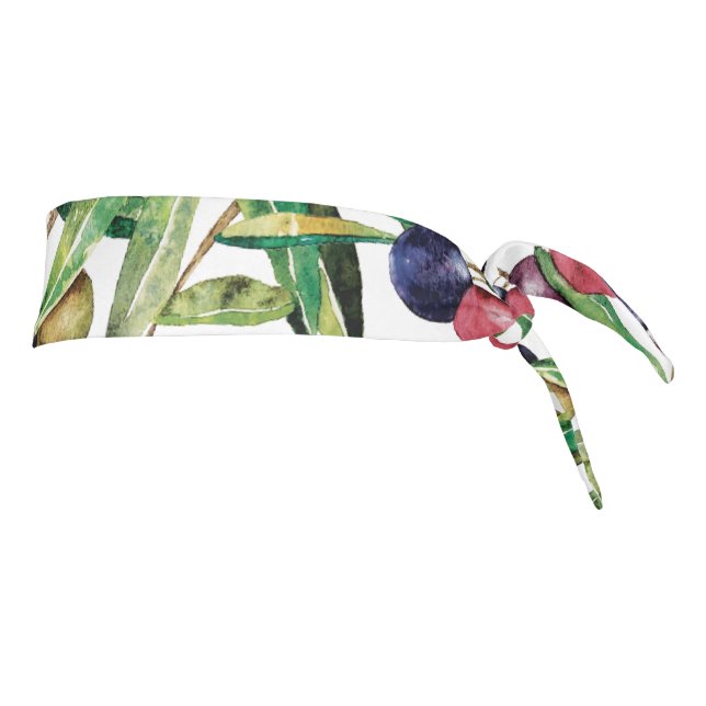 Watercolor Olive Branch Tie Headband (Rotate 90)