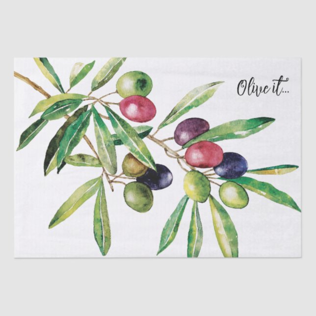 Watercolor Olive Branch Tissue Paper (Front)