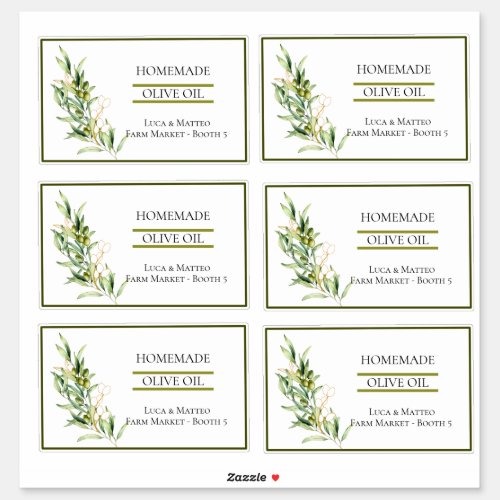 Watercolor Olive Branch Transparent Product Labels