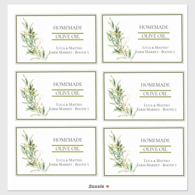 Watercolor Olive Branch Transparent Product Labels (Sheet)