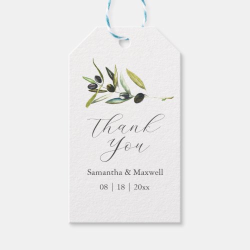 Watercolor Olive Branch Wedding Favor Tags