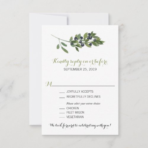 Watercolor Olive Branch  Wedding RSVP