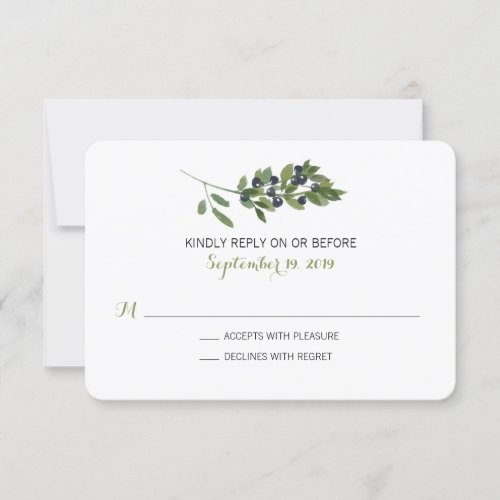 Watercolor Olive Branch  Wedding RSVP