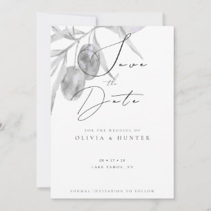 Watercolor Olive Branch Wedding Save the Date Card