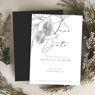 Watercolor Olive Branch Wedding Save the Date Card