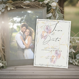 Watercolor Olive Branch Wedding Save the Date Card