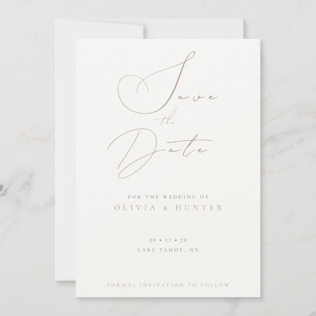 Watercolor Olive Branch Wedding Save the Date Card (Front)