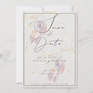 Watercolor Olive Branch Wedding Save the Date Card