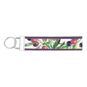 Watercolor Olive Branch Wrist Keychain