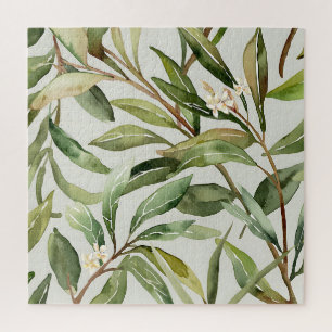 Watercolor Olive Branches Botanical Jigsaw Puzzle