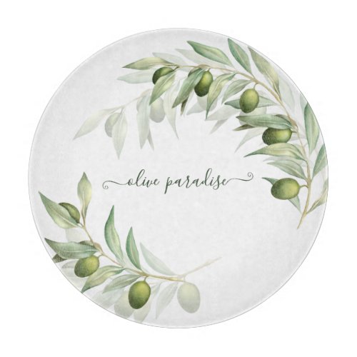 Watercolor Olive Branches Cutting Board