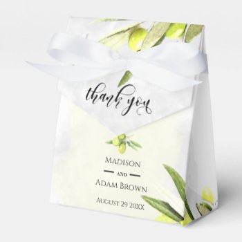 Watercolor Olive Branches Wedding Thank You Favor Boxes by LifeInColorStudio at Zazzle