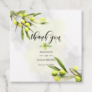 Watercolor Olive Branches Wedding Thank You Favor Tags