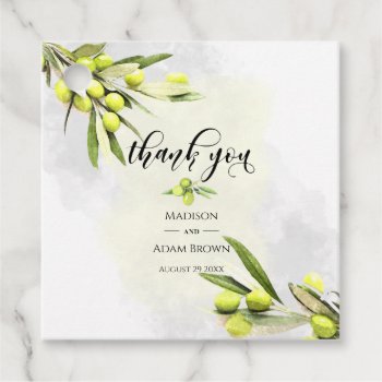 Watercolor Olive Branches Wedding Thank You Favor Tags by LifeInColorStudio at Zazzle