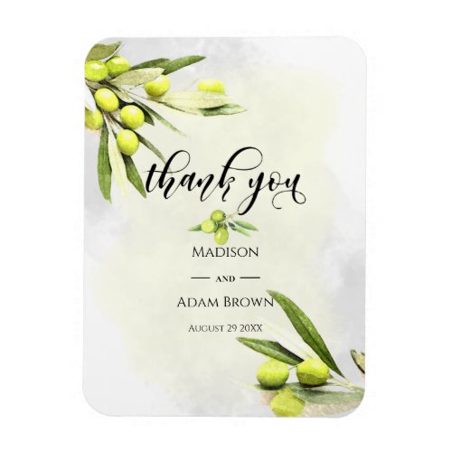 Watercolor Olive Branches Wedding Thank You Magnet