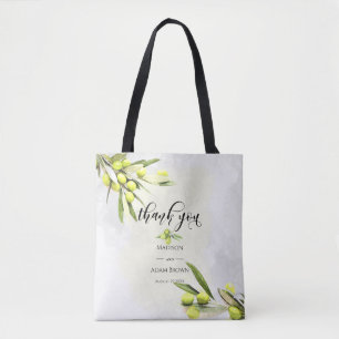 Watercolor Olive Branches Wedding Thank You Tote Bag