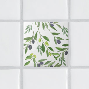 Watercolor Olive  Ceramic Tile