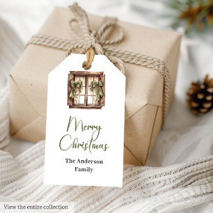 Watercolor Olive Green Modern Neutral Christmas Gift Tags