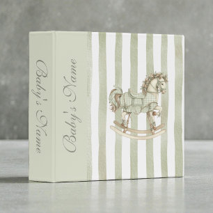 Watercolor Olive Green Neutral Baby Photos 3 Ring Binder