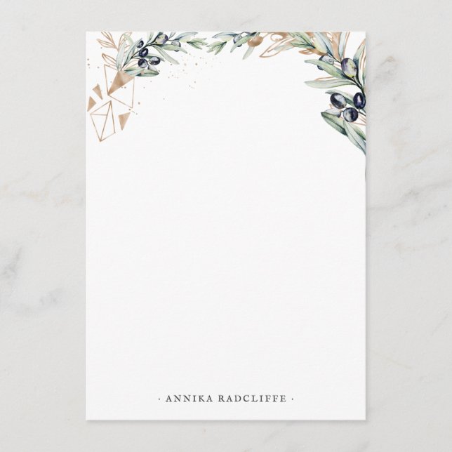 Watercolor Olive Grove | Personalized Stationery Enclosure Card (Front)
