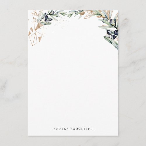 Watercolor Olive Grove  Personalized Stationery Enclosure Card