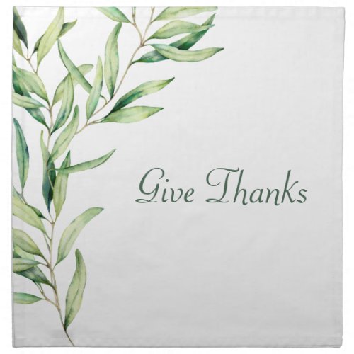 Watercolor Olive Leaf Branch Cloth Napkin