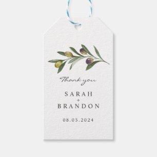 Watercolor Olive Leaf Summer Wedding Gift Tags