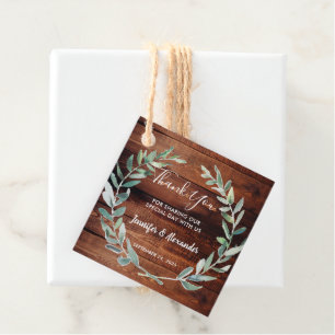 Watercolor olive leaves wood Wedding Thank You Favor Tags