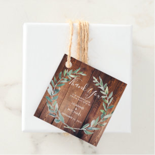 Watercolor olive leaves wood Wedding Thank You Favor Tags