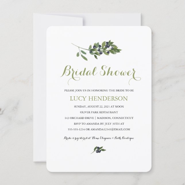 Watercolor Olive Orchard | Bridal Shower Invitation (Front)