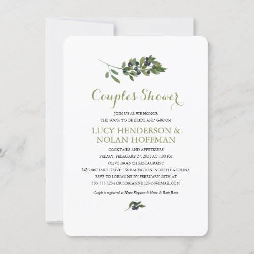 Watercolor Olive Orchard  Couples Shower Invitation