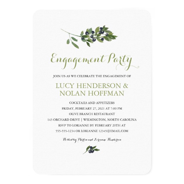 Watercolor Olive Orchard | Engagement Party Invitation