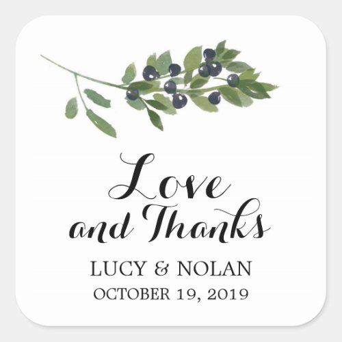 Watercolor Olive Orchard  Favor Thank You Square Sticker